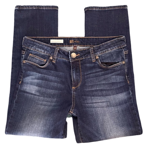 Kut from the Kloth Reese Mid Rise Ankle Straight Leg Blue Denim Jean Size 8 - Picture 5 of 12